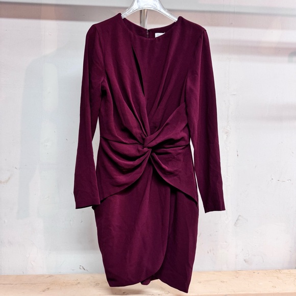 DRESS THE POPULATION COBY LONG SLEEVE STRETCH CREPE RWIST DRESS SIZE medium - Picture 2 of 7